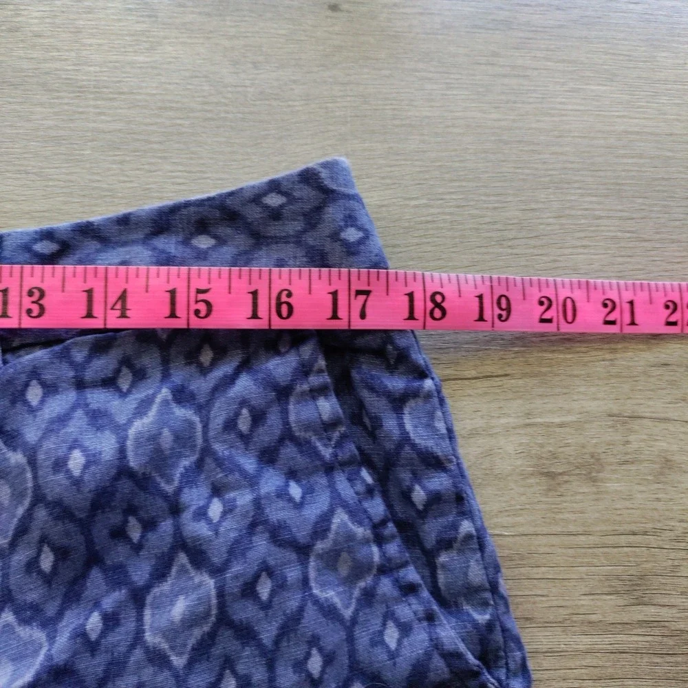 Cynthia Rowley Blue‎ Geometric Ikat Linen Shorts Womens Size 12 Diamond Print